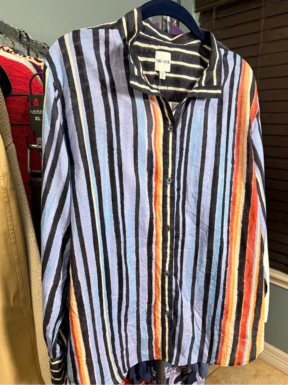 NIC + ZOE PAINTED PENINSULA COTTON SHIRT XL - Picture 5 of 5